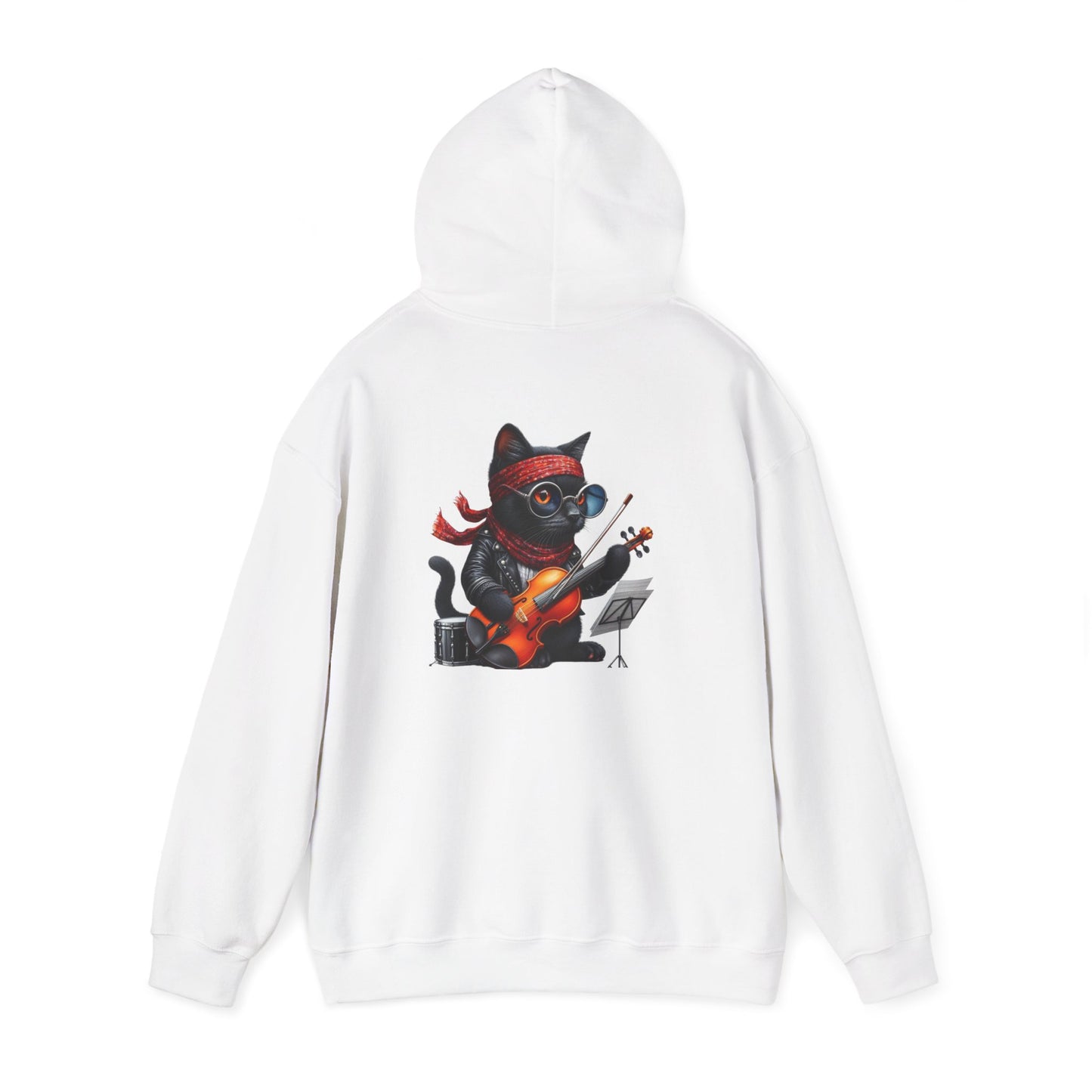 Rockin' Cat Hoodie  Music Lover Gift, Cozy Casual Wear, Pet Lover Apparel