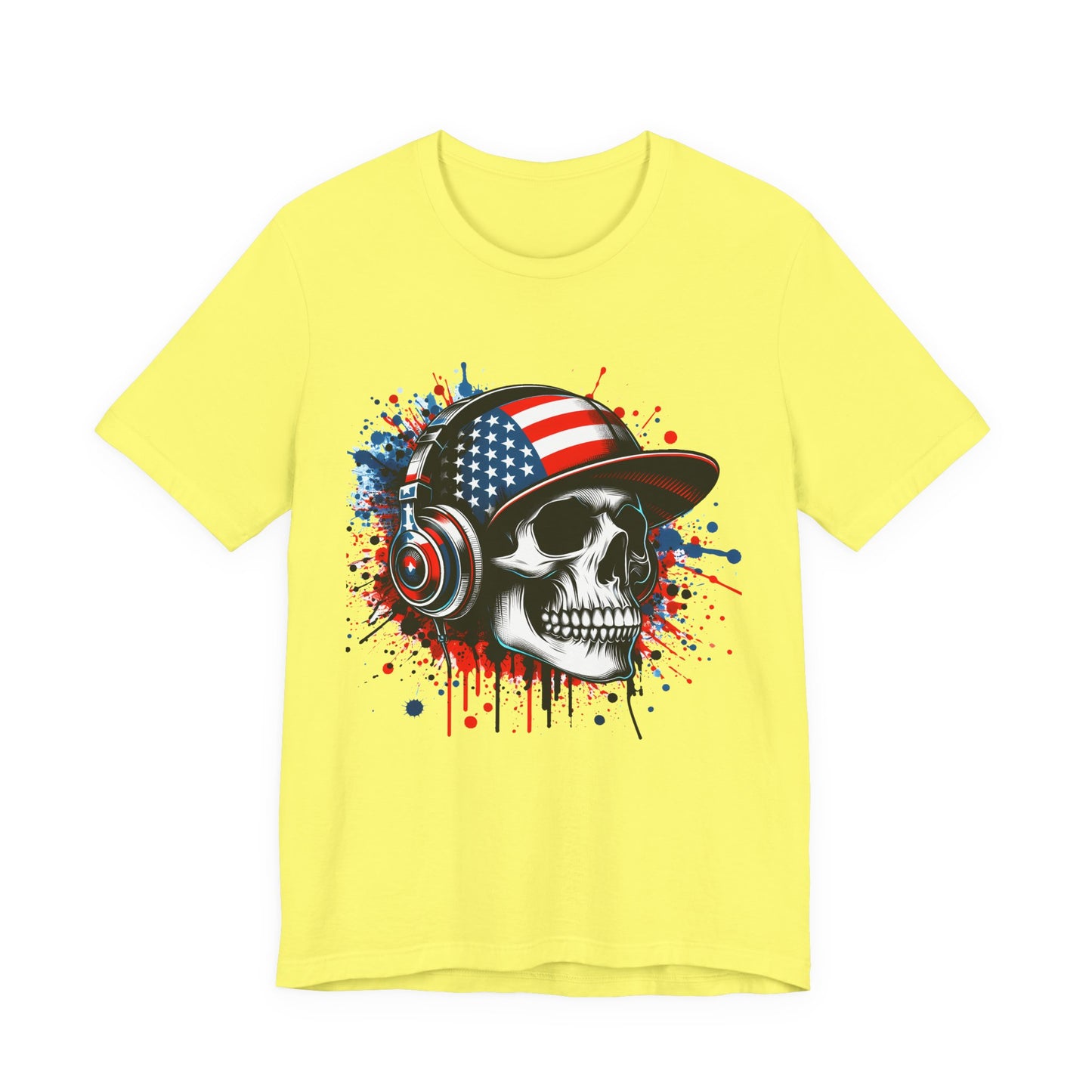 USA Skull Graphic Tee | Unisex Short Sleeve Shirt, Casual Wear, Music Lover Gift, Independence Day Tee, Streetwear Style