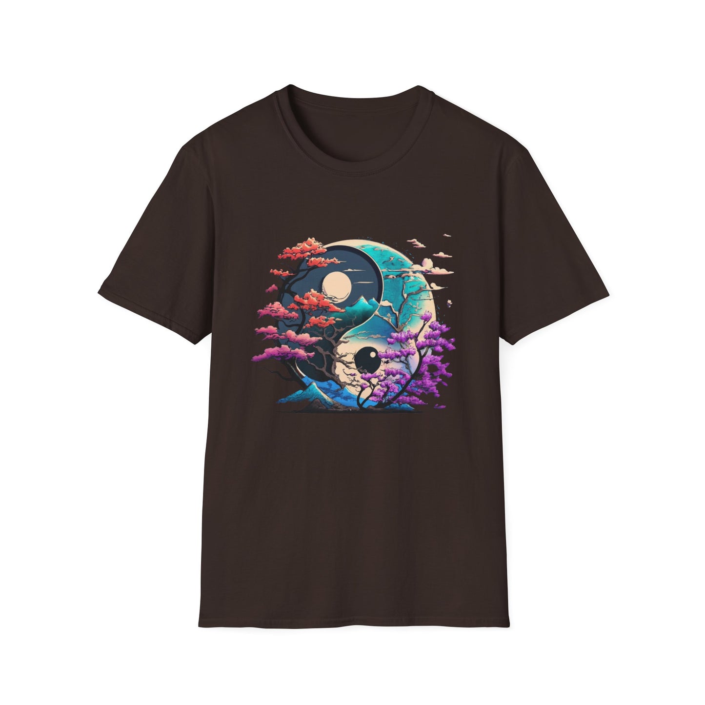 Yin Yang Nature T-Shirt - Unisex Softstyle Tee, Graphic Tee, Casual Wear, Eco-Friendly Gift, Meditation Top, Tree Love Shirt