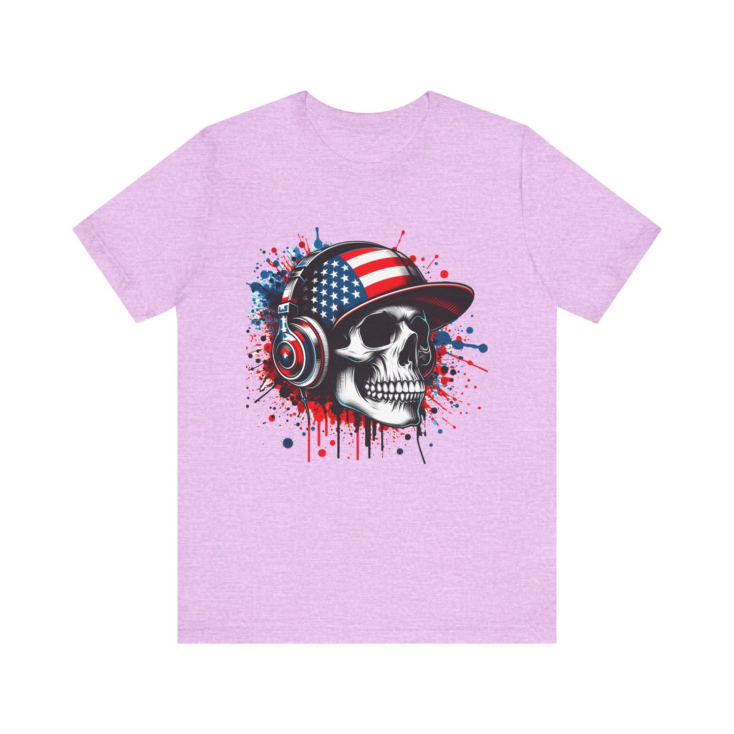 USA Skull Graphic Tee | Unisex Short Sleeve Shirt, Casual Wear, Music Lover Gift, Independence Day Tee, Streetwear Style