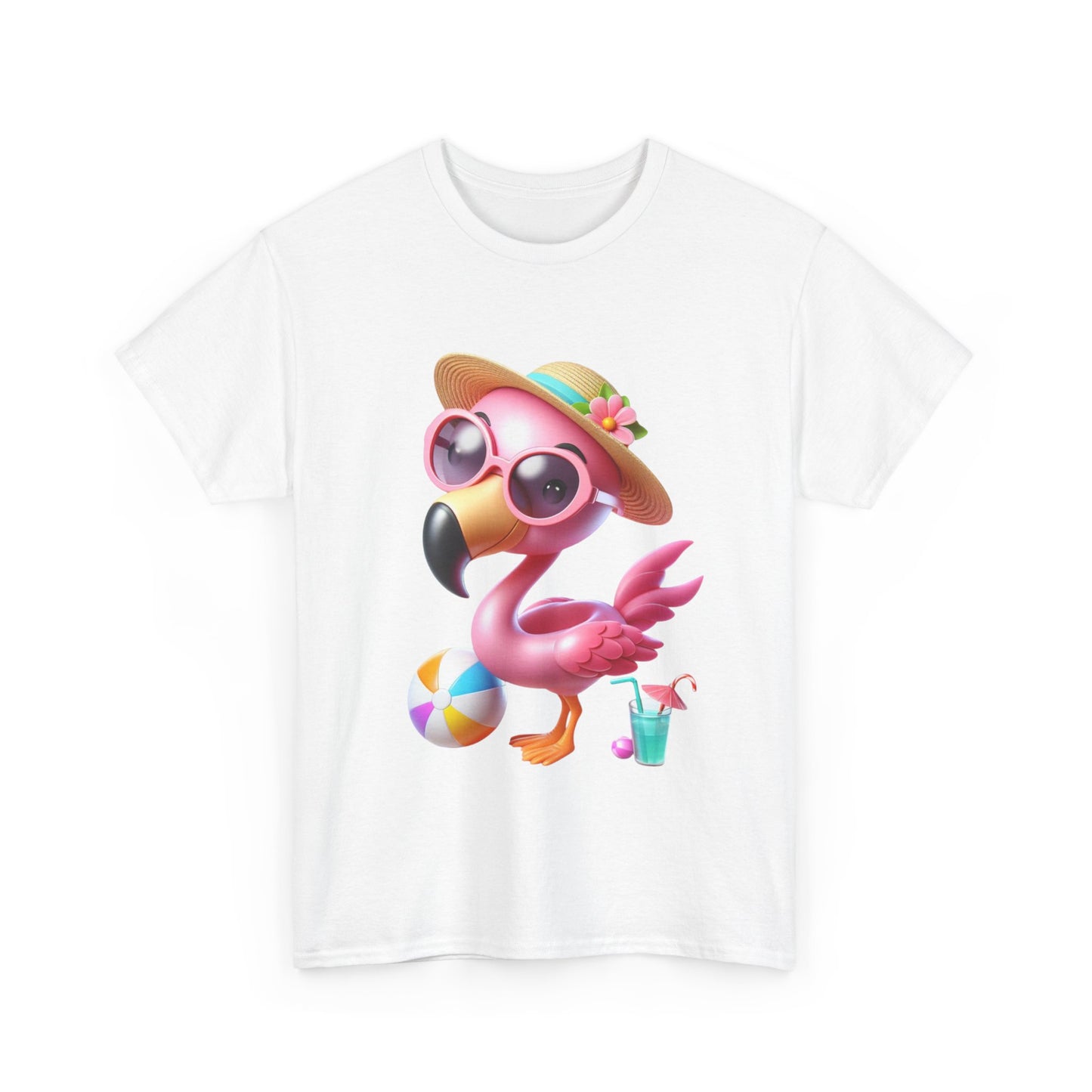 Tropical Flamingo Tee, Summer T-Shirt, Beach Shirt, Gift for Vacation Lovers, Cute Floral Graphic Shirt, Unisex Casual Wear