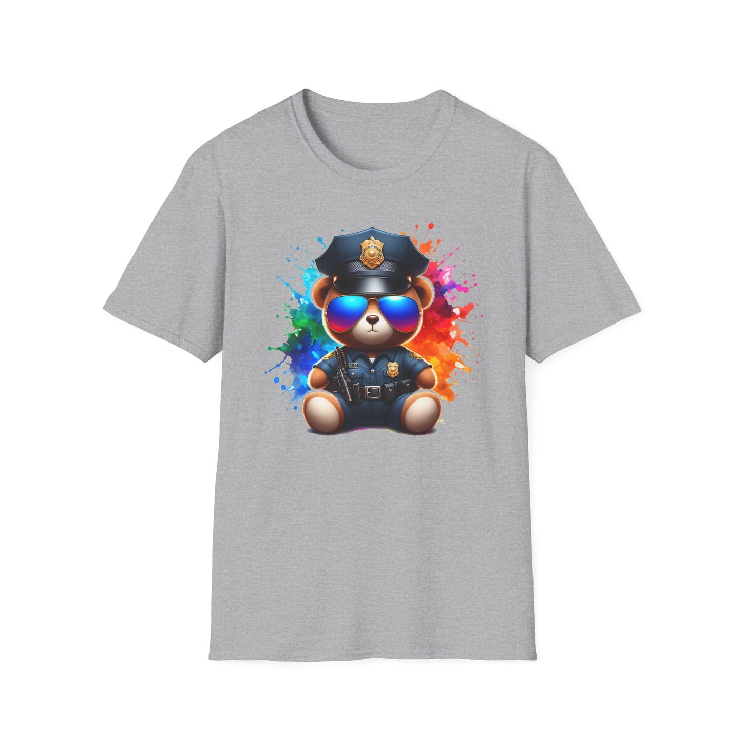Police Bear Graphic T-Shirt, Cute animal tee, Unisex casual wear, Gift for animal lovers, Fun shirt for kids and adults