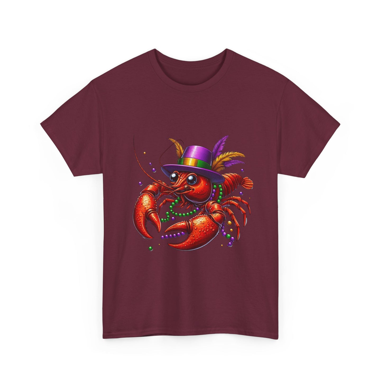 Mardi Gras Lobster Tee, Unisex Heavy Cotton T-Shirt, Fun Carnival Shirt, Seafood Lover Gift, Party Apparel, Festive Clothing