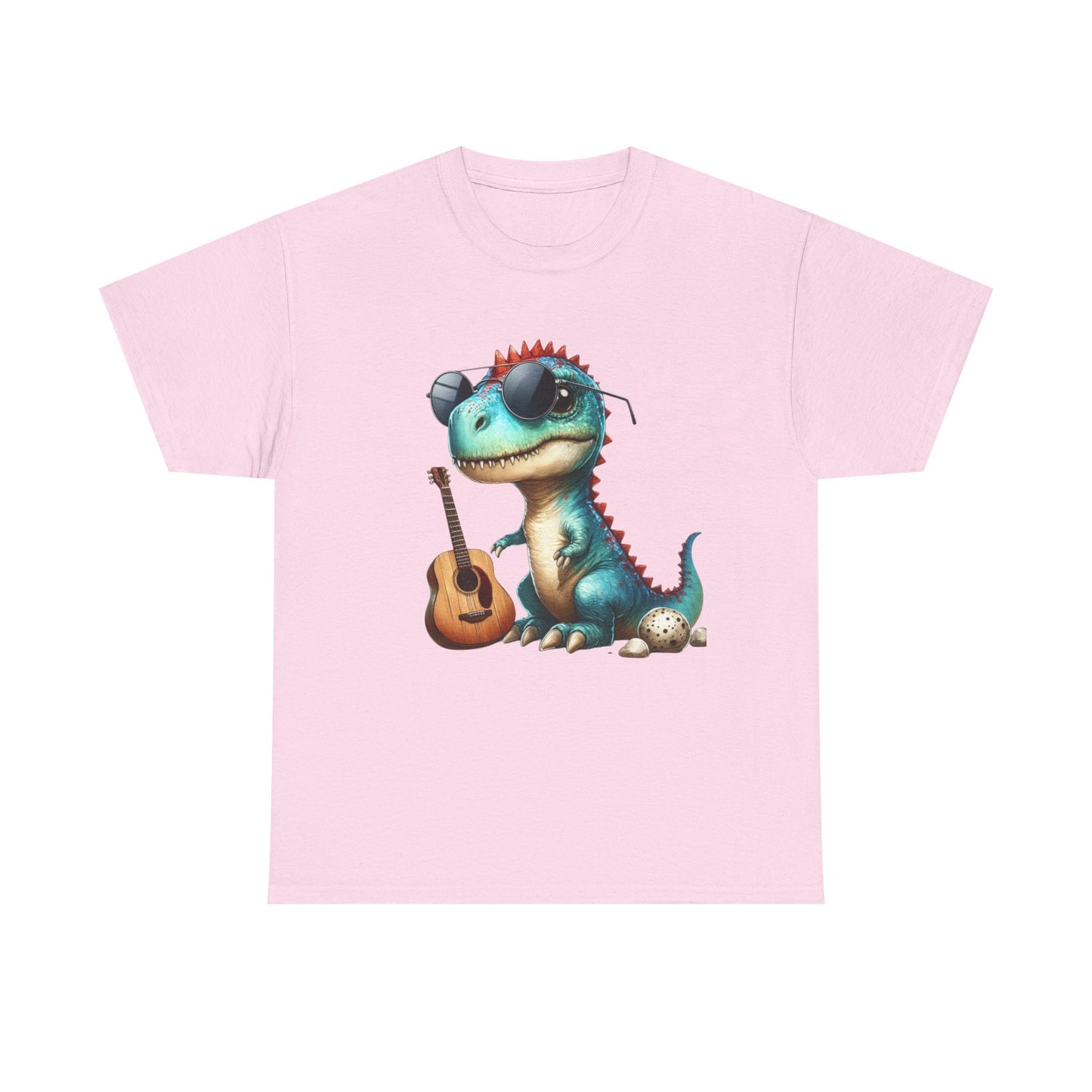 Cool Dinosaur Graphic Tee for Kids, Fun Gift for Birthdays, Retro Style Cotton T-Shirt, Music Lover's Merchandise, Playful Summer Wear