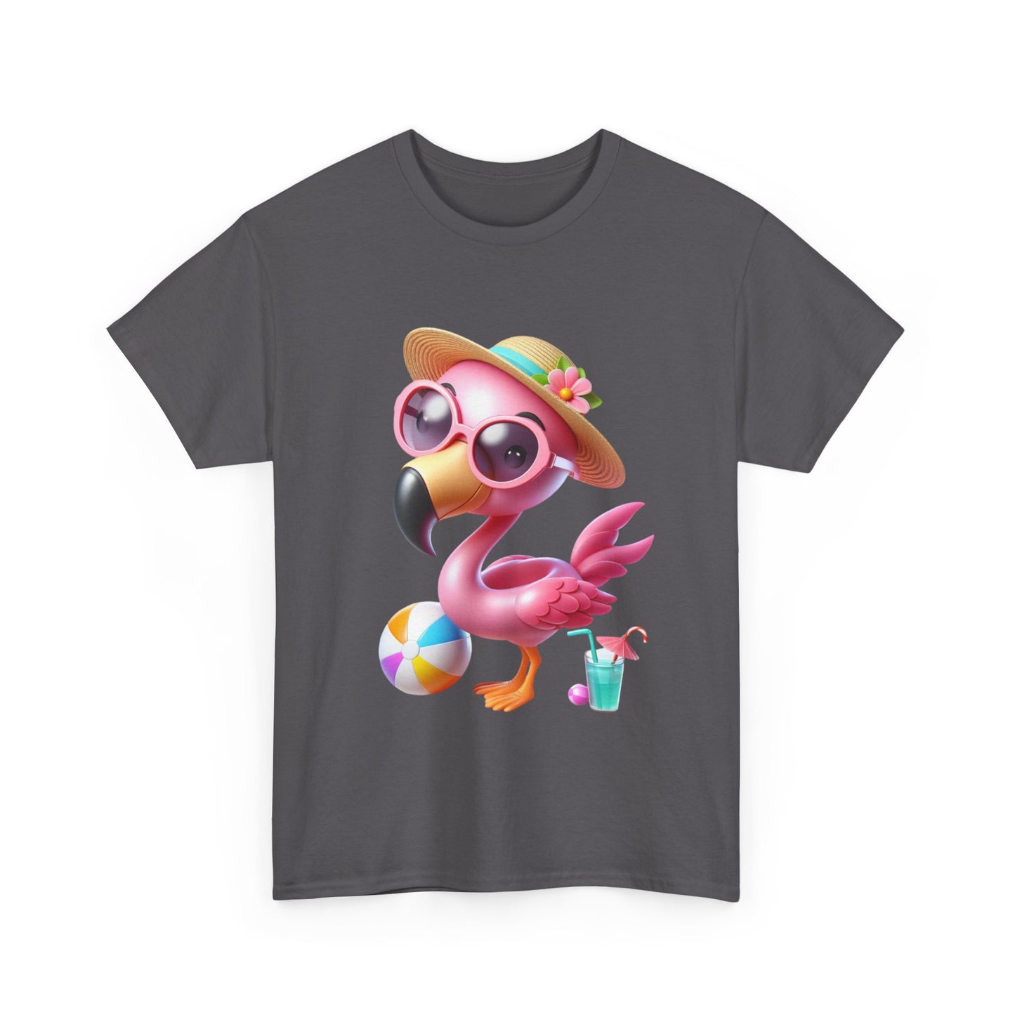 Tropical Flamingo Tee, Summer T-Shirt, Beach Shirt, Gift for Vacation Lovers, Cute Floral Graphic Shirt, Unisex Casual Wear