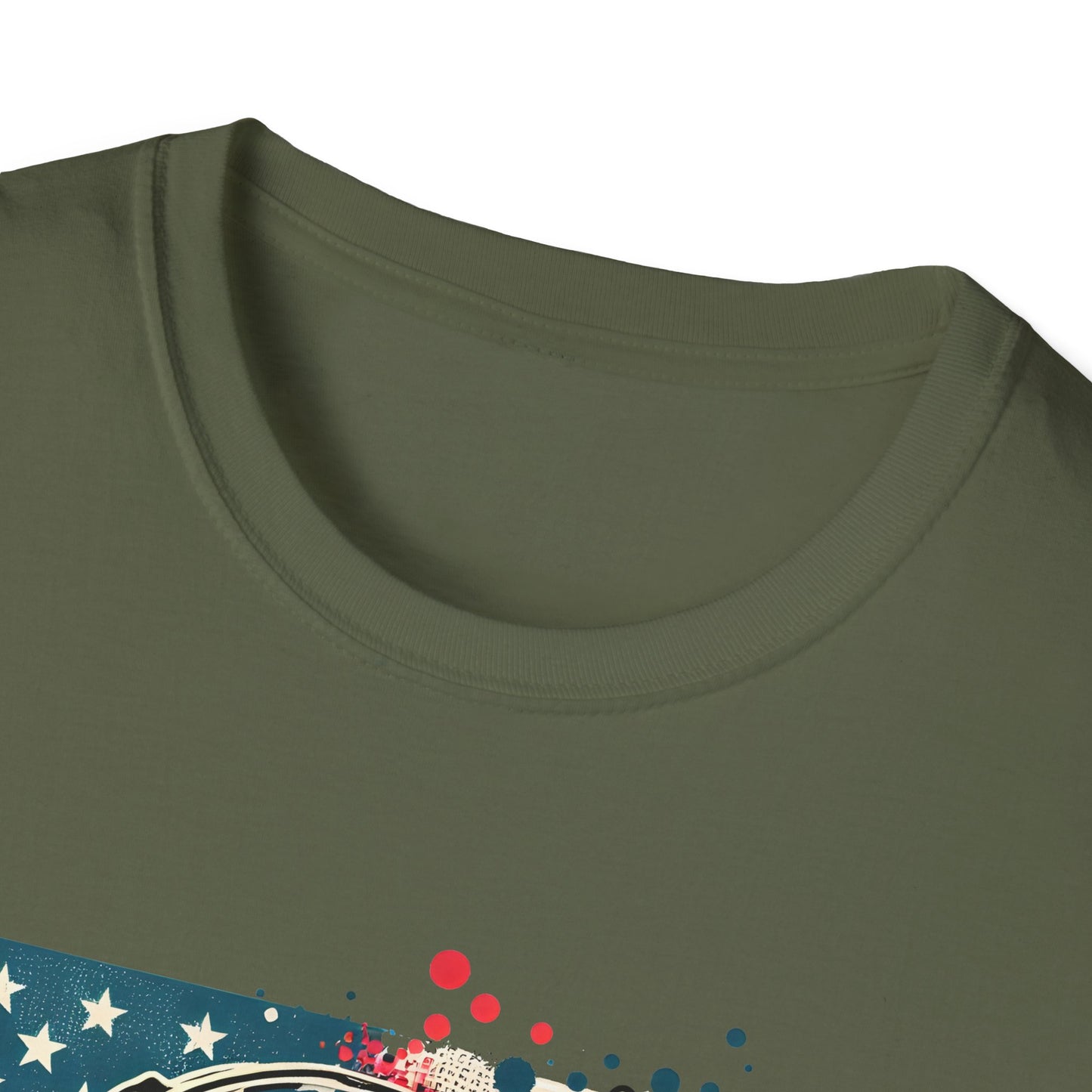 Patriotic Skull Graphic Tee, Unisex Softstyle T-Shirt, American Flag Shirt, Memorial Day Gift, Rocker Style Shirt, Casual Wear