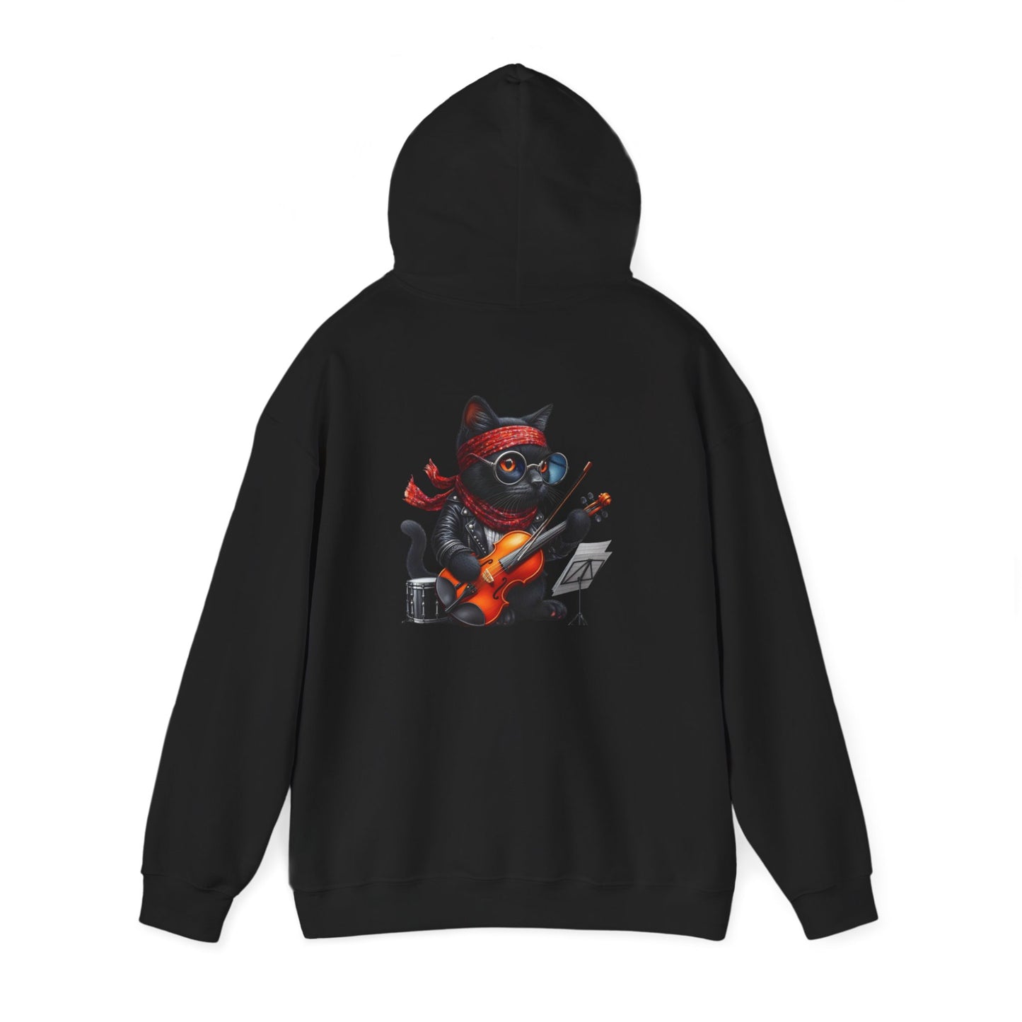 Rockin' Cat Hoodie  Music Lover Gift, Cozy Casual Wear, Pet Lover Apparel
