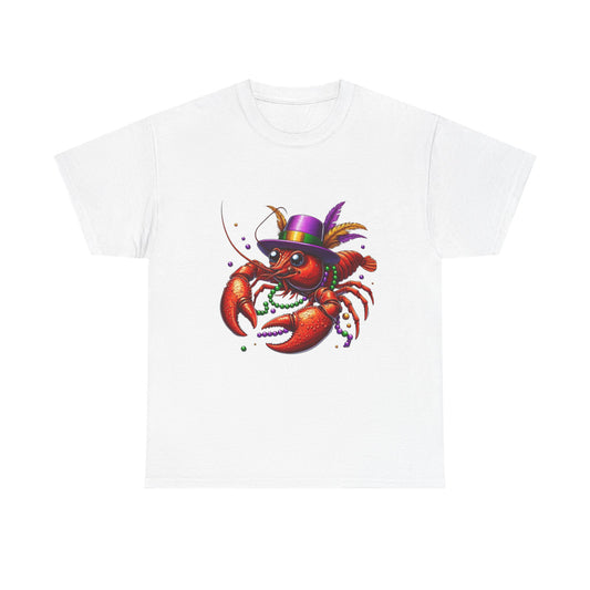Mardi Gras Lobster Tee, Unisex Heavy Cotton T-Shirt, Fun Carnival Shirt, Seafood Lover Gift, Party Apparel, Festive Clothing