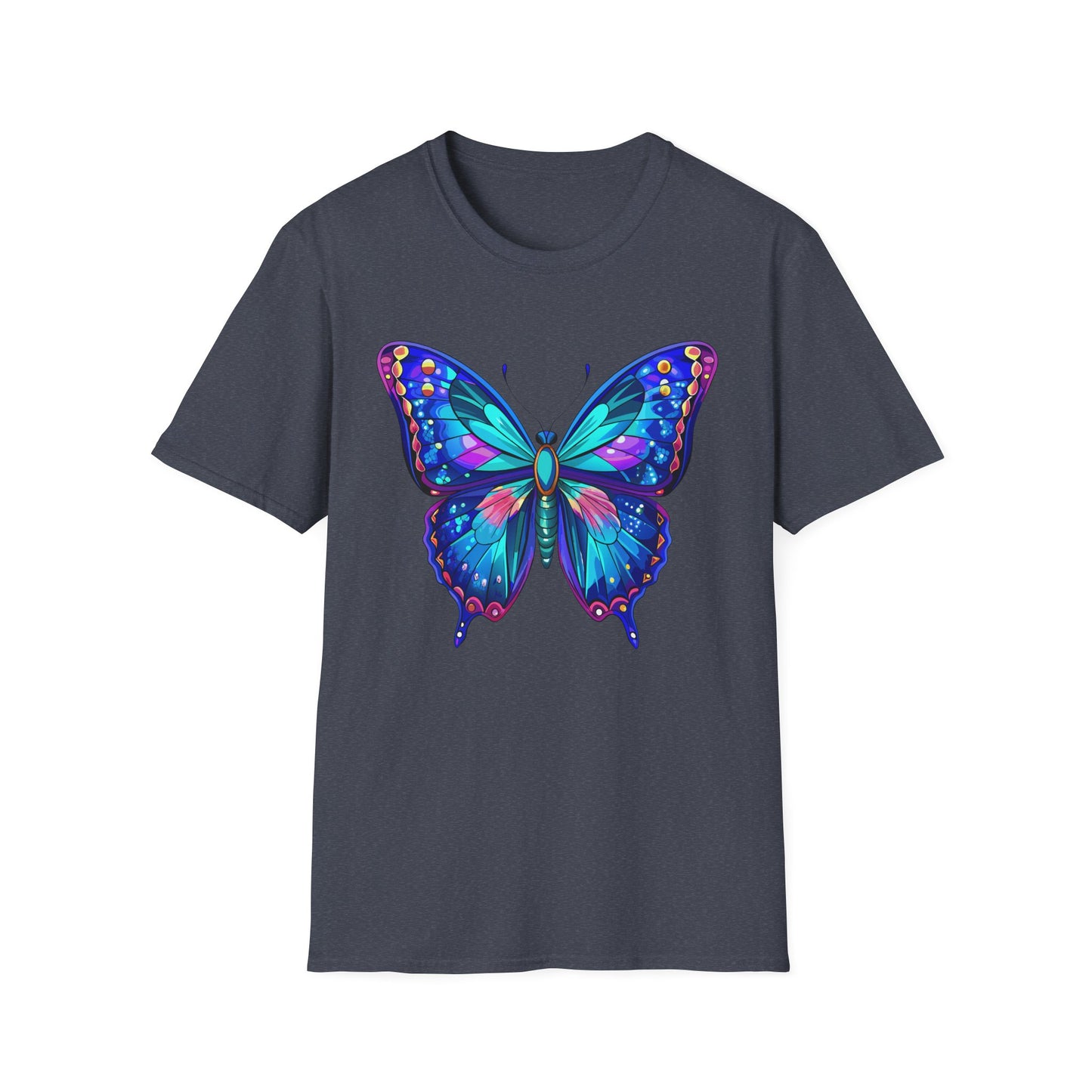 Butterfly Dreams Unisex Softstyle T-Shirt, Colorful Graphic Tee, Butterfly Shirt, Nature Lover Gift, Casual Wear, Unique Art T-Shirt
