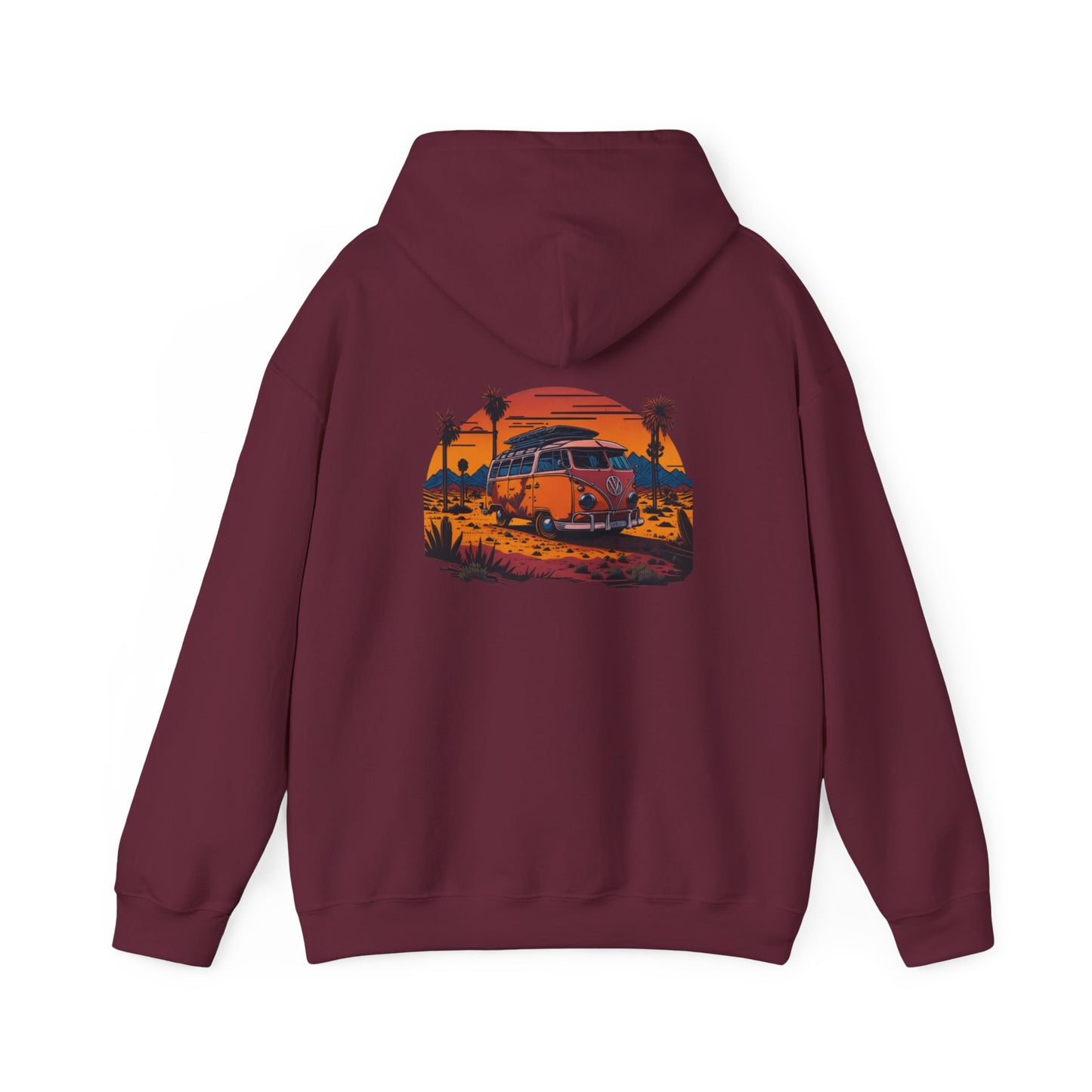 Retro Sunset Van Hoodie for Adventure Lovers, Cozy Sweatshirt, Beach Vibes Clothing, personalized Travel Gifts, Fall Fashion