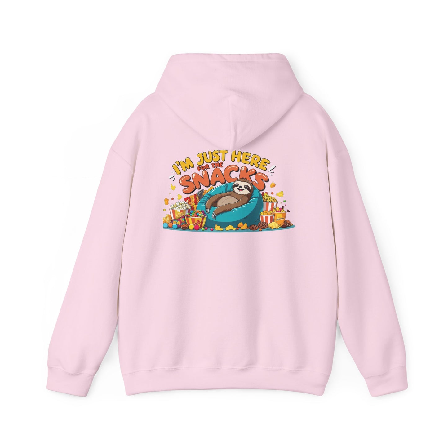 Funny Snack Lover Hoodie – I’m Just Here for the Snacks Unisex Sweatshirt for Foodies & Movie Nights