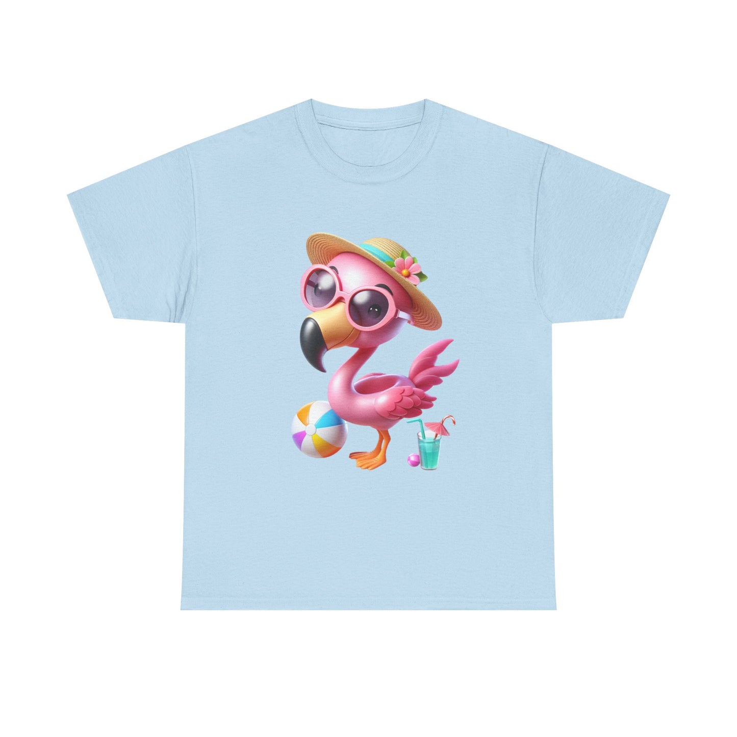Tropical Flamingo Tee, Summer T-Shirt, Beach Shirt, Gift for Vacation Lovers, Cute Floral Graphic Shirt, Unisex Casual Wear