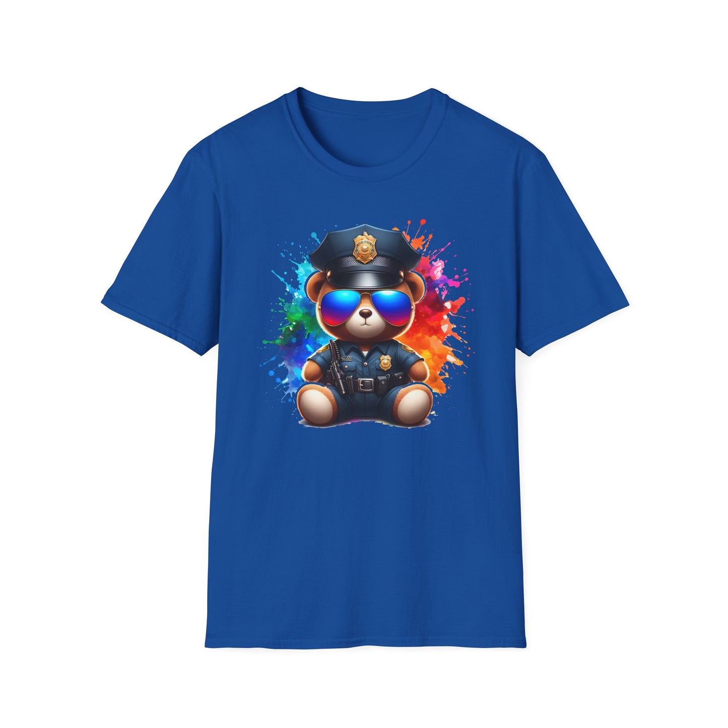 Police Bear Graphic T-Shirt, Cute animal tee, Unisex casual wear, Gift for animal lovers, Fun shirt for kids and adults