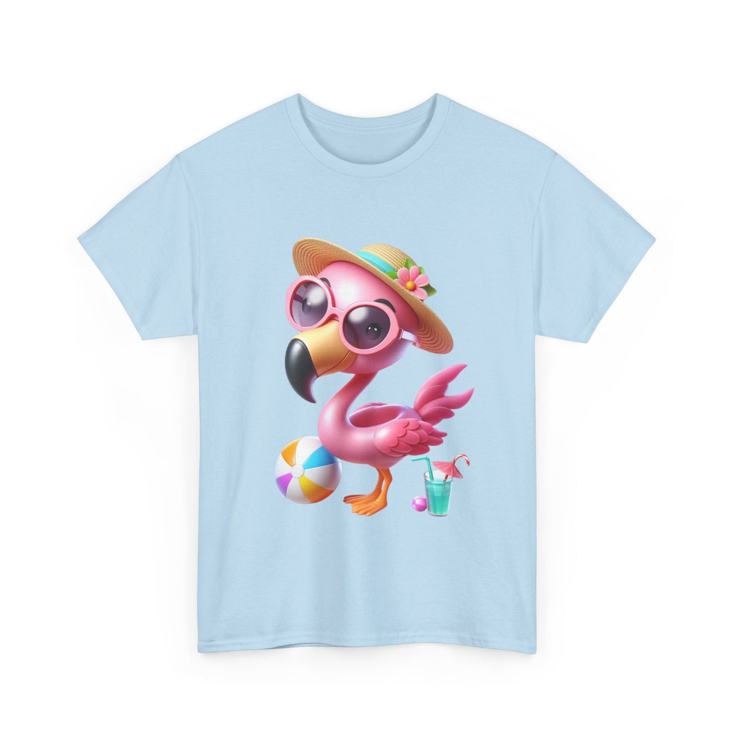 Tropical Flamingo Tee, Summer T-Shirt, Beach Shirt, Gift for Vacation Lovers, Cute Floral Graphic Shirt, Unisex Casual Wear