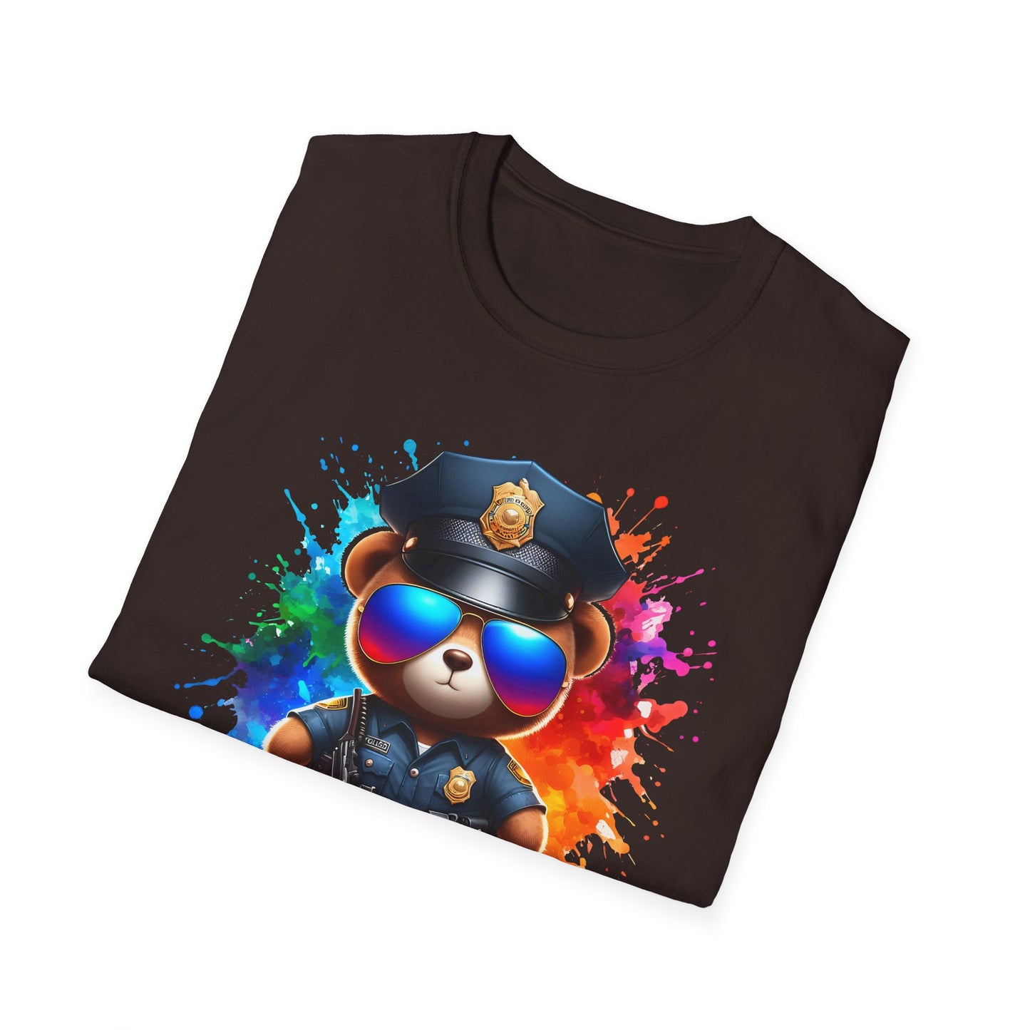 Police Bear Graphic T-Shirt, Cute animal tee, Unisex casual wear, Gift for animal lovers, Fun shirt for kids and adults