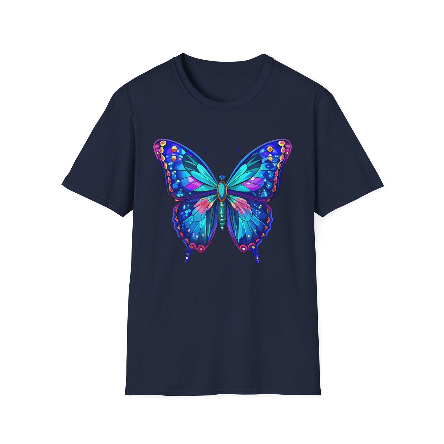 Butterfly Dreams Unisex Softstyle T-Shirt, Colorful Graphic Tee, Butterfly Shirt, Nature Lover Gift, Casual Wear, Unique Art T-Shirt