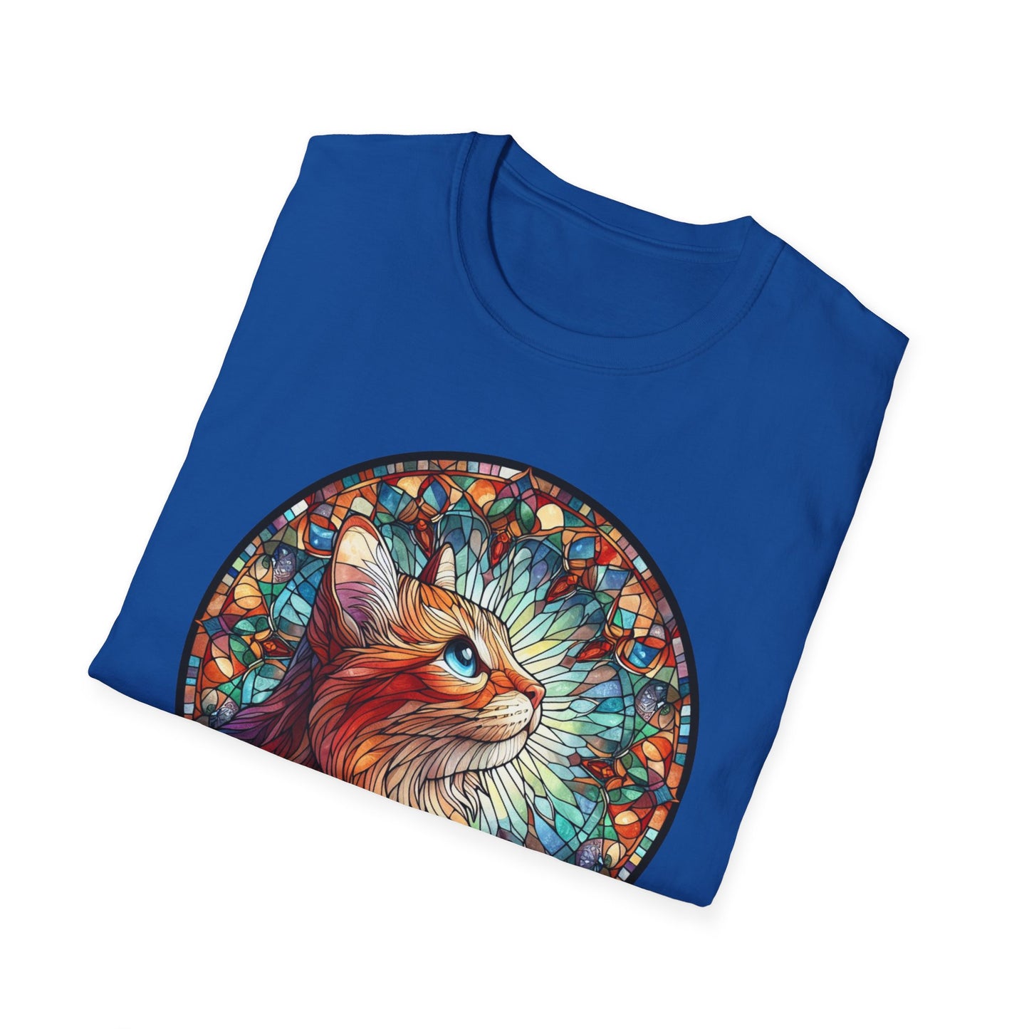Colorful Cat Art Unisex Softstyle T-Shirt, Pet Lover Gift, Cute Cat Tee, Animal Lover Apparel, Unique Cat Graphic Shirt