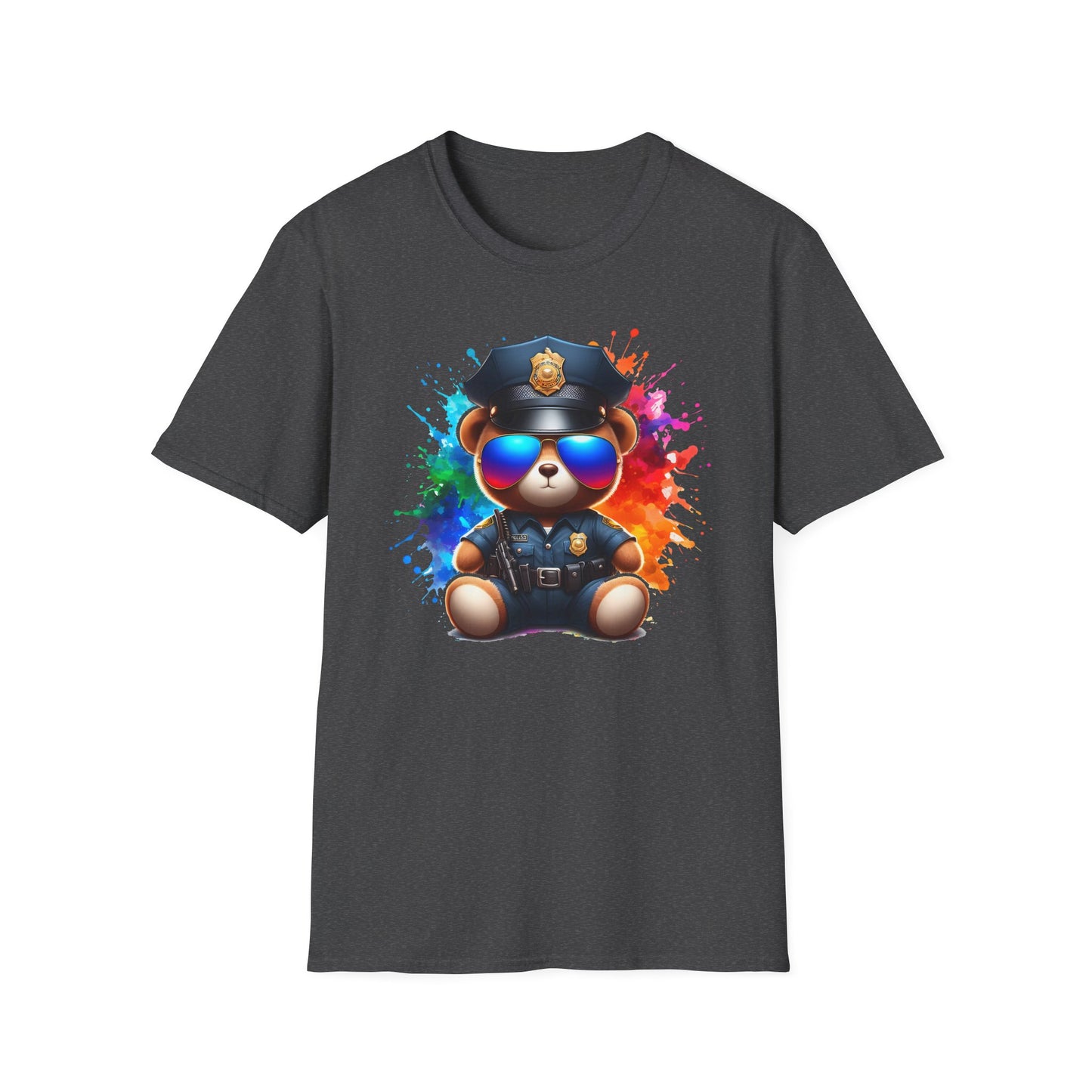 Police Bear Graphic T-Shirt, Cute animal tee, Unisex casual wear, Gift for animal lovers, Fun shirt for kids and adults
