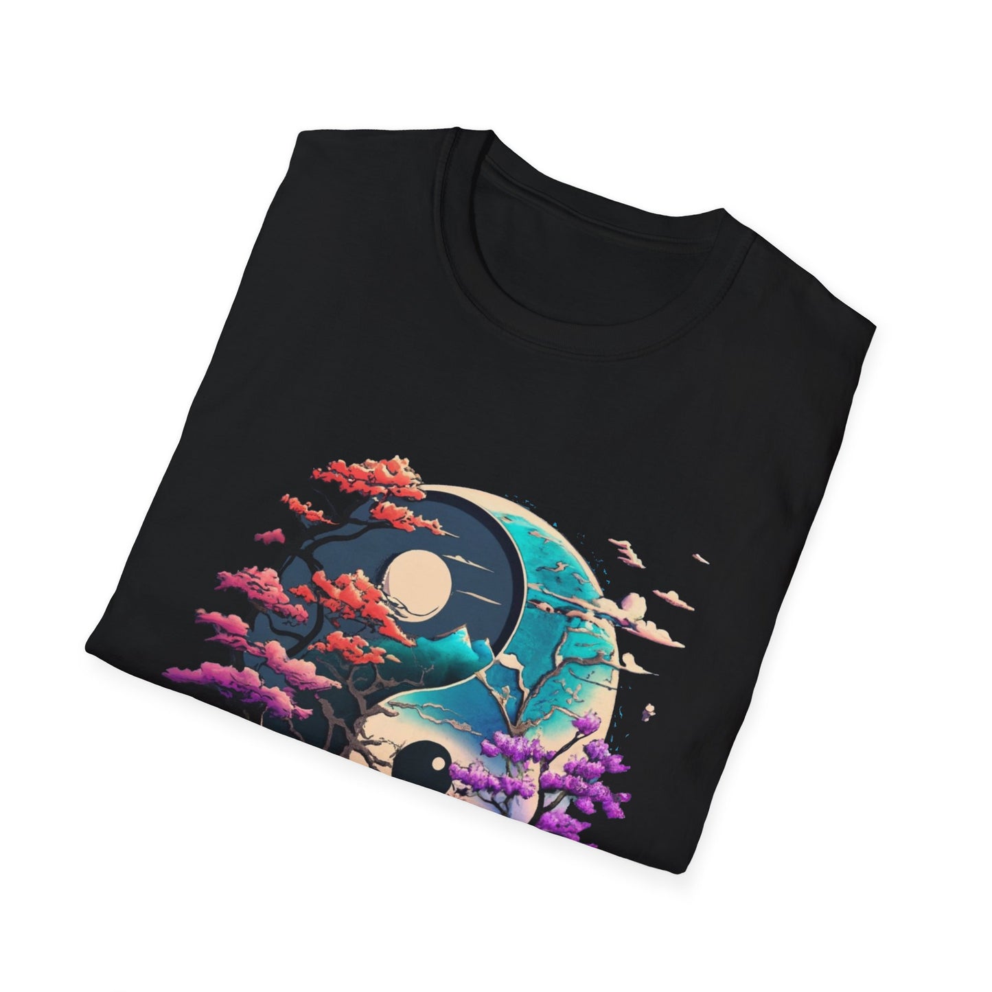 Yin Yang Nature T-Shirt - Unisex Softstyle Tee, Graphic Tee, Casual Wear, Eco-Friendly Gift, Meditation Top, Tree Love Shirt