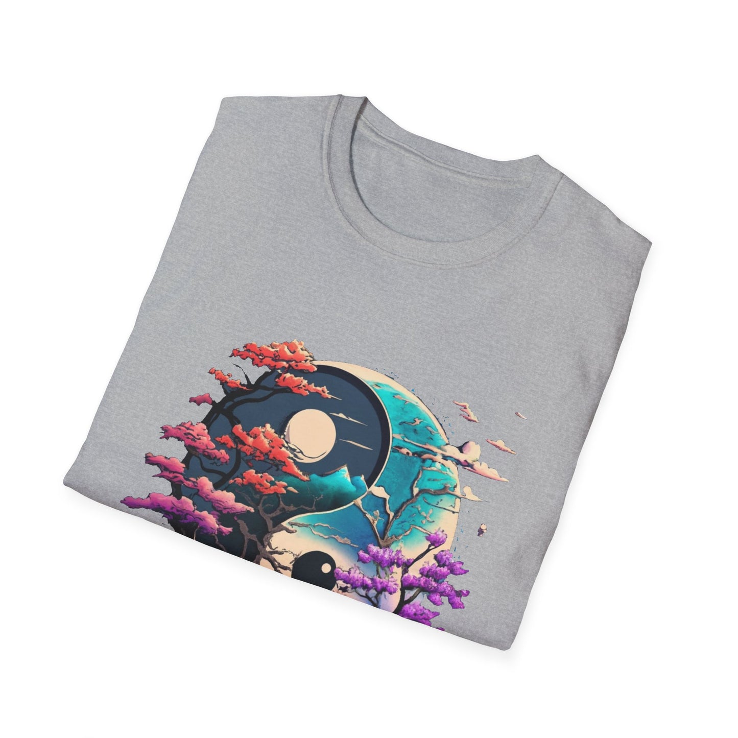 Yin Yang Nature T-Shirt - Unisex Softstyle Tee, Graphic Tee, Casual Wear, Eco-Friendly Gift, Meditation Top, Tree Love Shirt