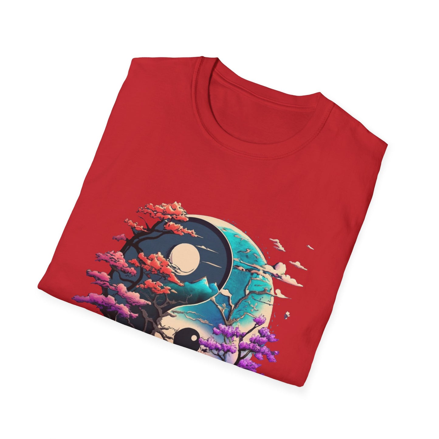 Yin Yang Nature T-Shirt - Unisex Softstyle Tee, Graphic Tee, Casual Wear, Eco-Friendly Gift, Meditation Top, Tree Love Shirt
