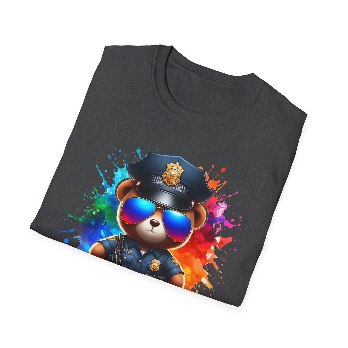 Police Bear Graphic T-Shirt, Cute animal tee, Unisex casual wear, Gift for animal lovers, Fun shirt for kids and adults