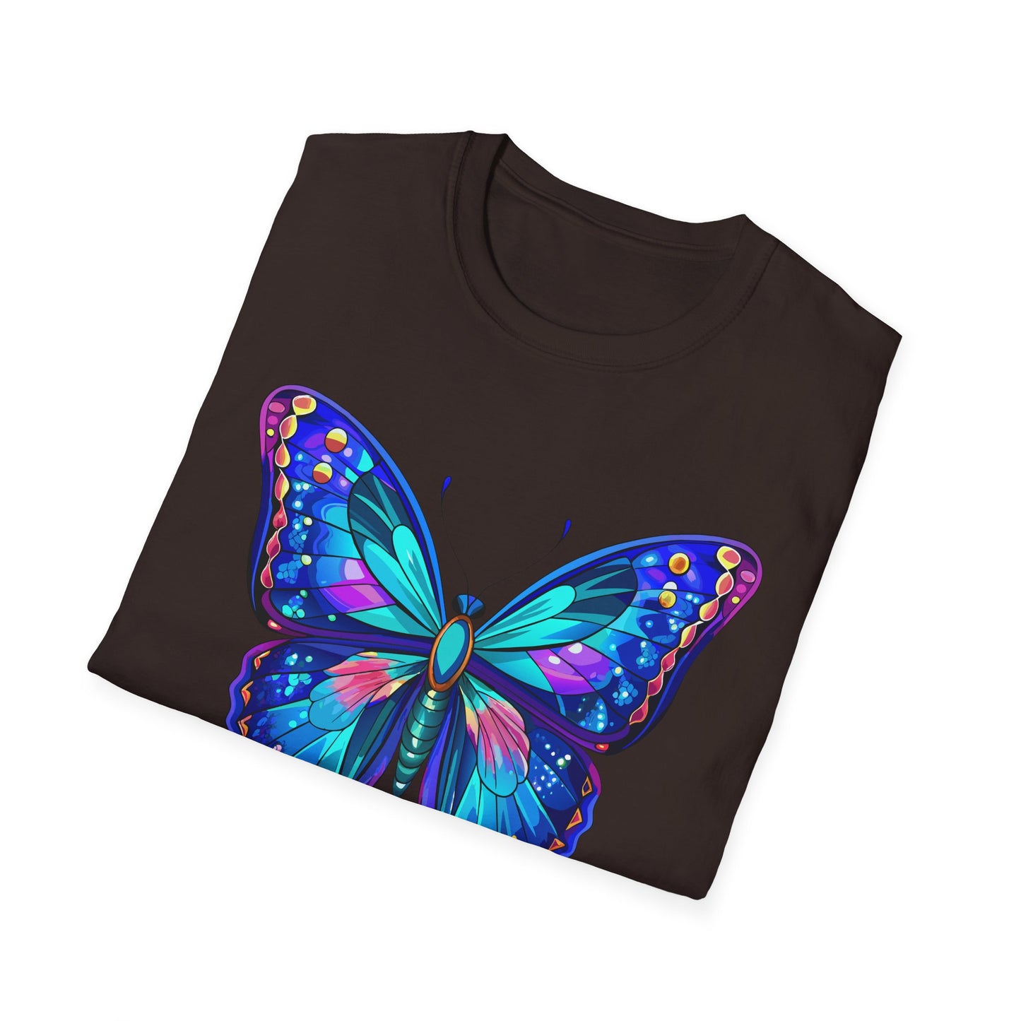 Butterfly Dreams Unisex Softstyle T-Shirt, Colorful Graphic Tee, Butterfly Shirt, Nature Lover Gift, Casual Wear, Unique Art T-Shirt
