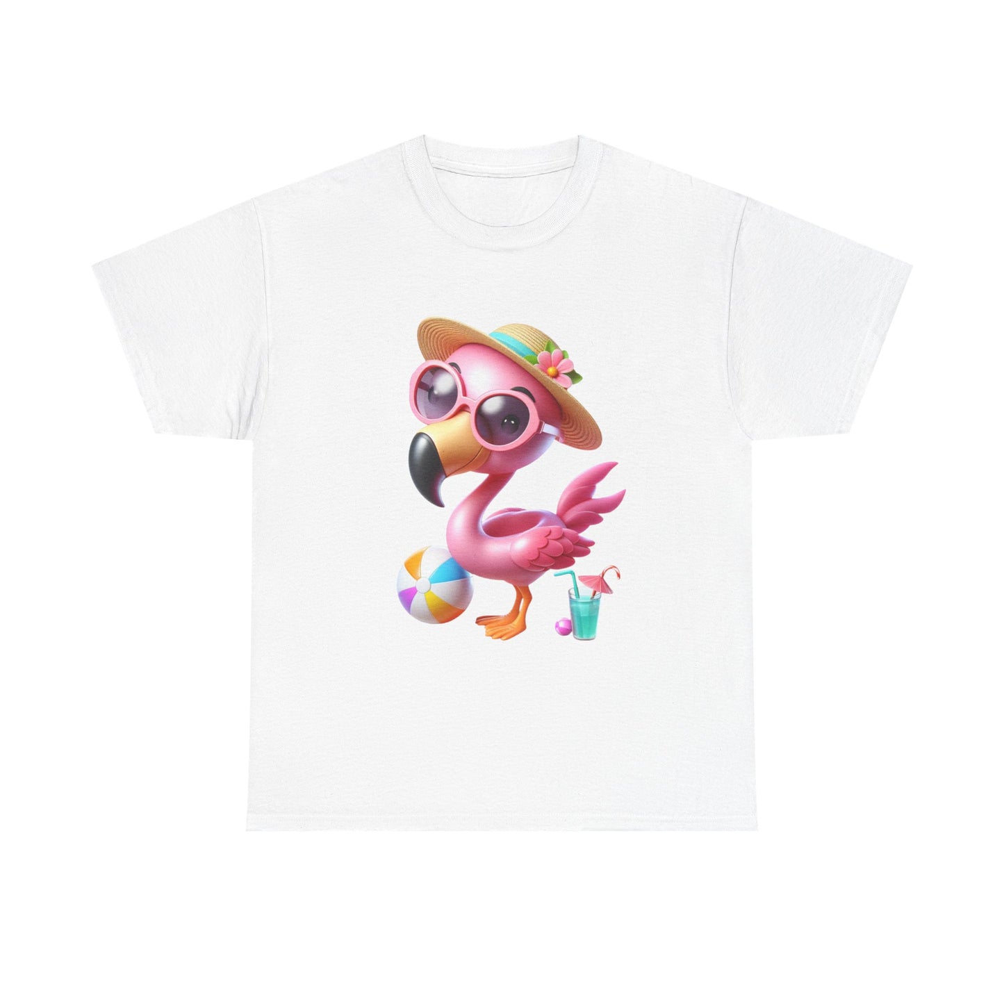 Tropical Flamingo Tee, Summer T-Shirt, Beach Shirt, Gift for Vacation Lovers, Cute Floral Graphic Shirt, Unisex Casual Wear