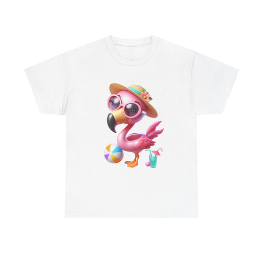Tropical Flamingo Tee, Summer T-Shirt, Beach Shirt, Gift for Vacation Lovers, Cute Floral Graphic Shirt, Unisex Casual Wear
