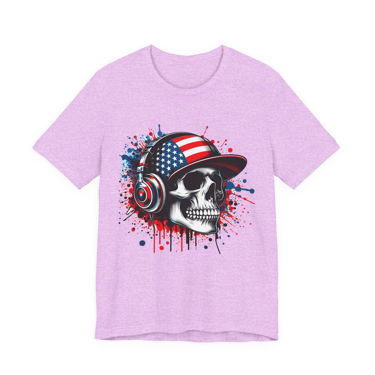 USA Skull Graphic Tee | Unisex Short Sleeve Shirt, Casual Wear, Music Lover Gift, Independence Day Tee, Streetwear Style