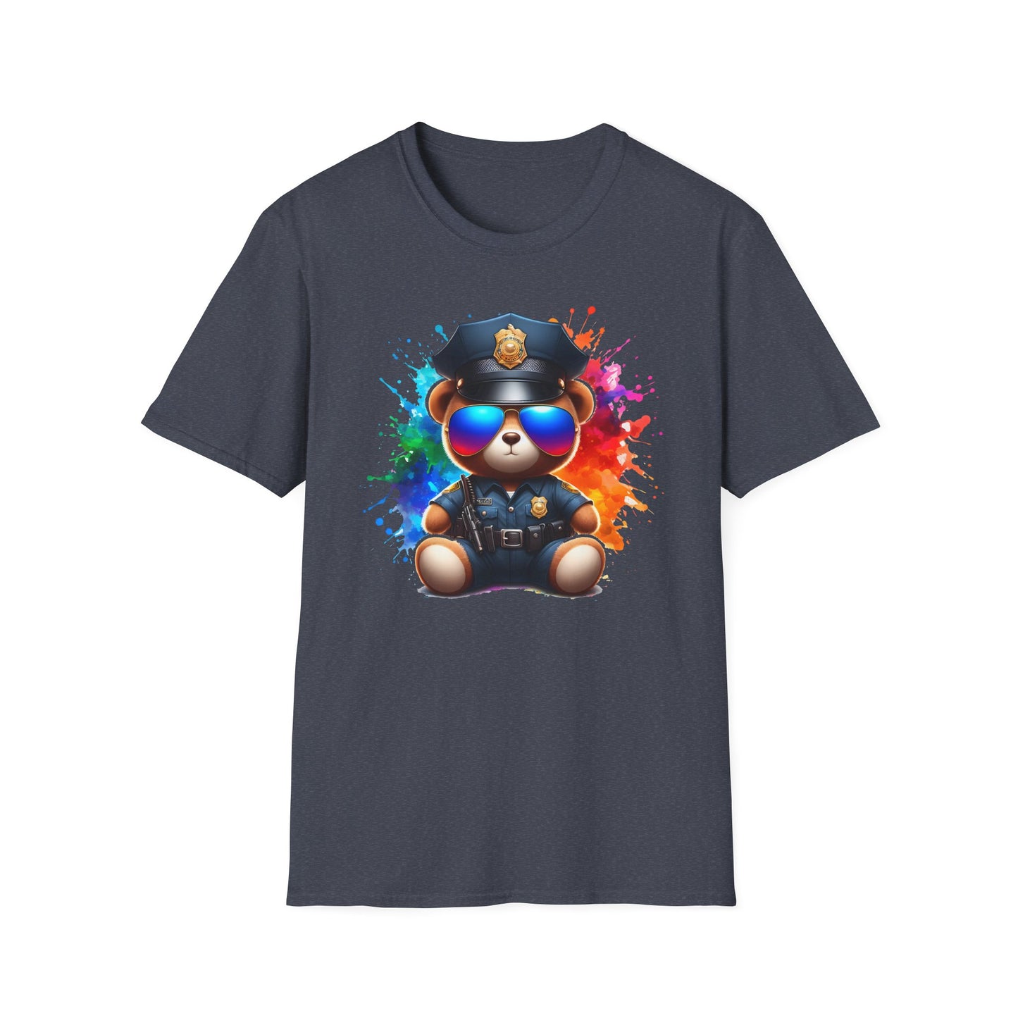 Police Bear Graphic T-Shirt, Cute animal tee, Unisex casual wear, Gift for animal lovers, Fun shirt for kids and adults
